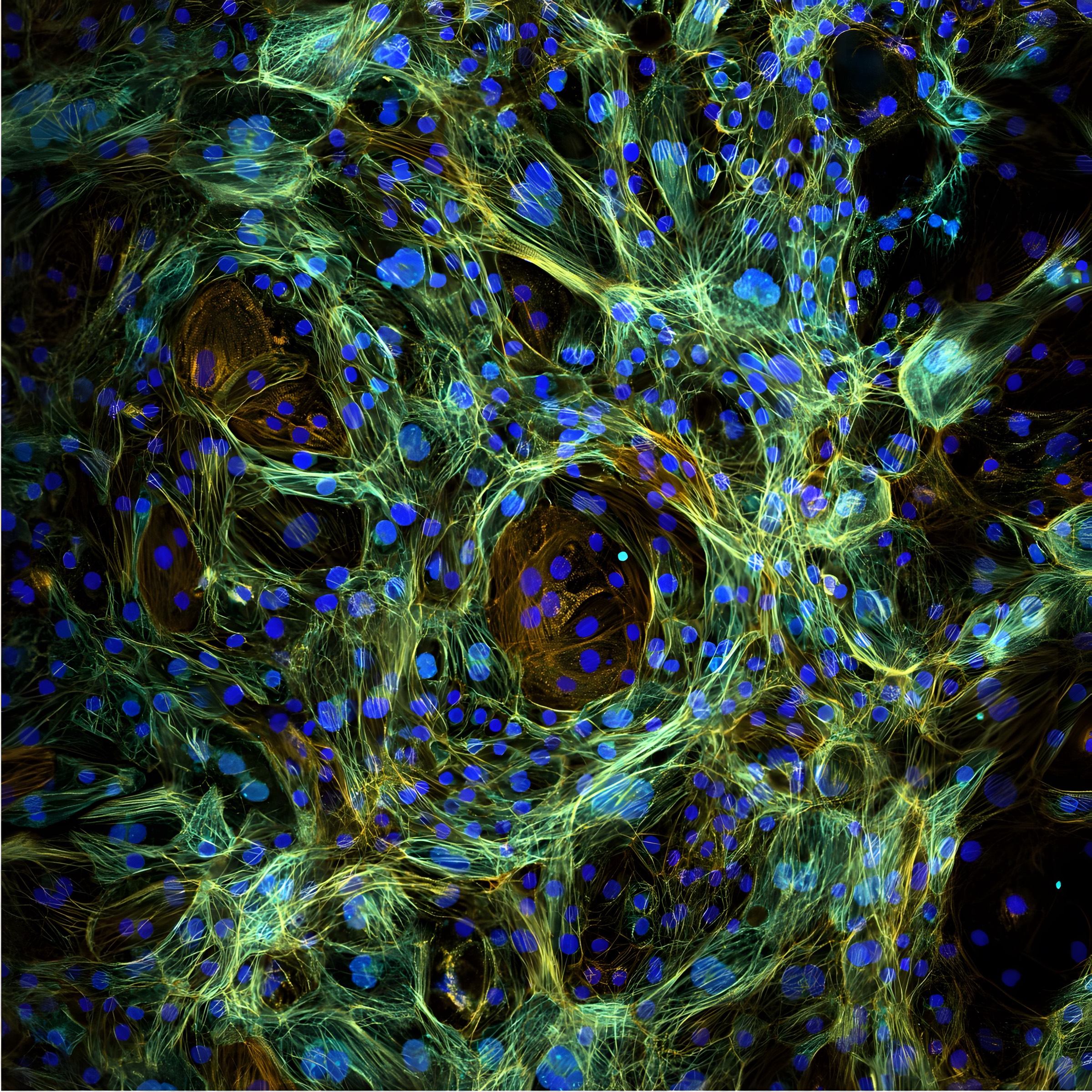 Microscopy image of human pluripotent stem cell-derived cardiomyocytes